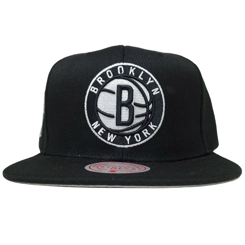 Brooklyn Nets Mitchell & Ness Snapback Cap‎ Hat 3D Logo Side Logo Black NWT